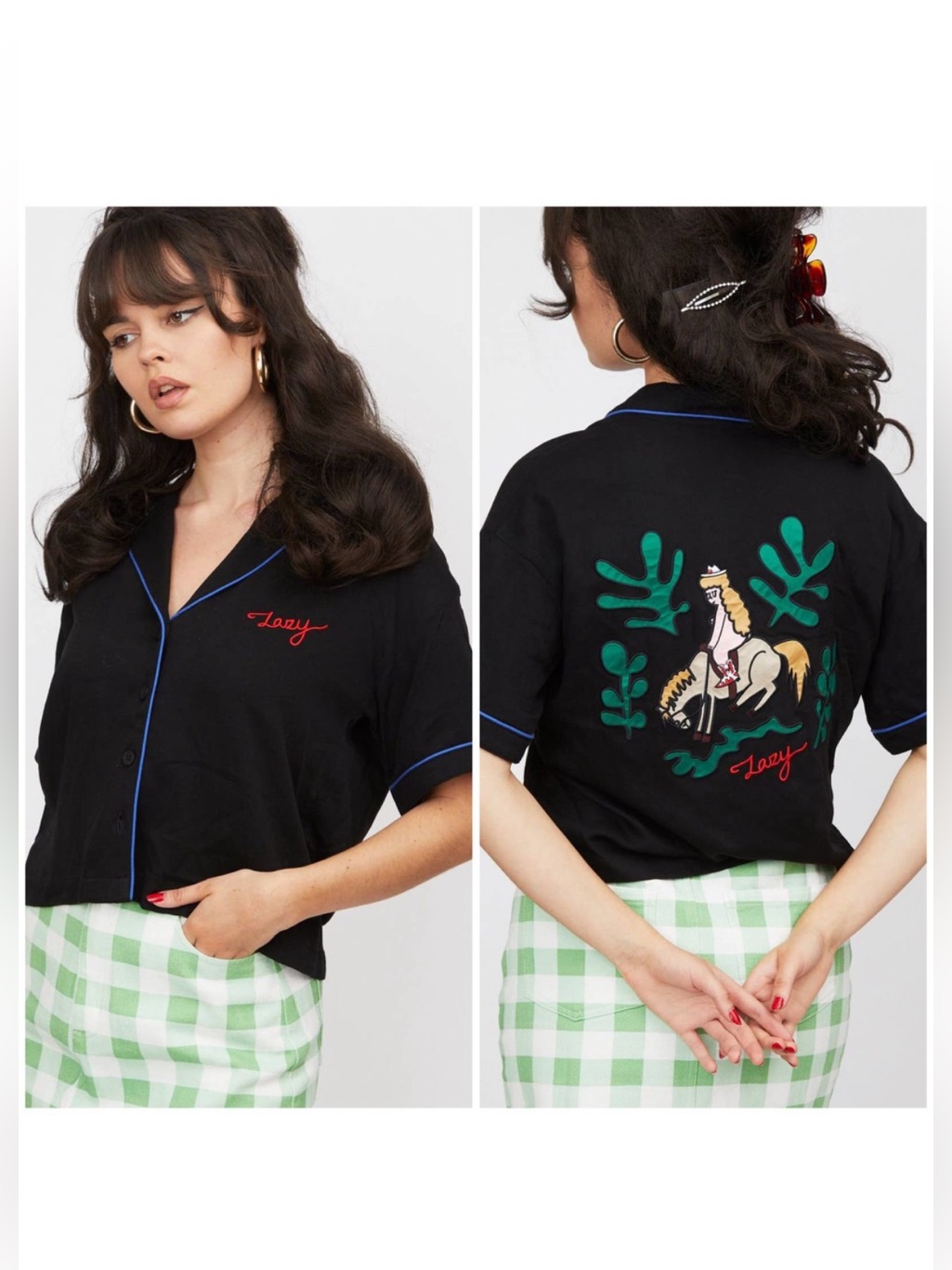 Lazy Oaf Western Rodeo Babe Bowling Shirt - Like New, Size 10 — image 3 of 8